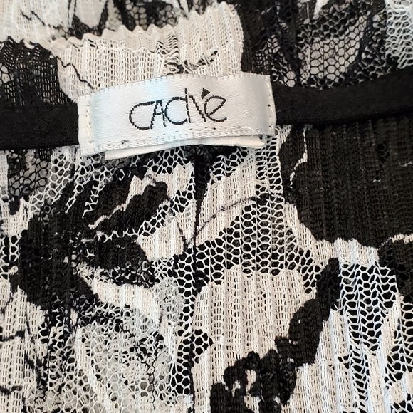 Button Down Black and White Lace Blouse - Picture 15 of 15